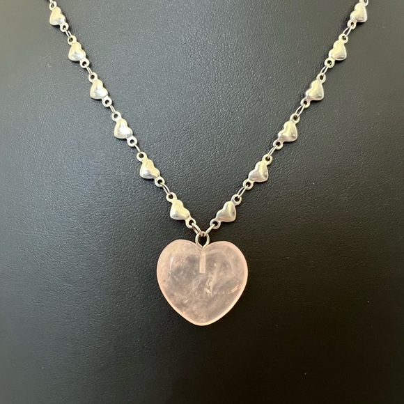 Rose quartz heart necklace - Picture 2 of 7